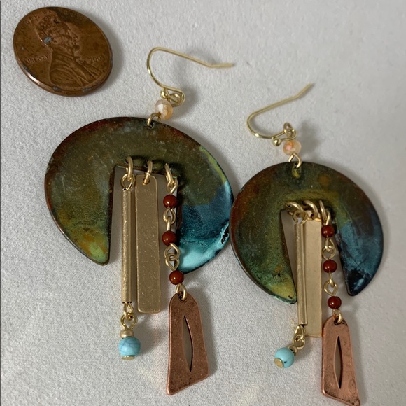 Rustic Metal Earrings 2” - Picture 3 of 5